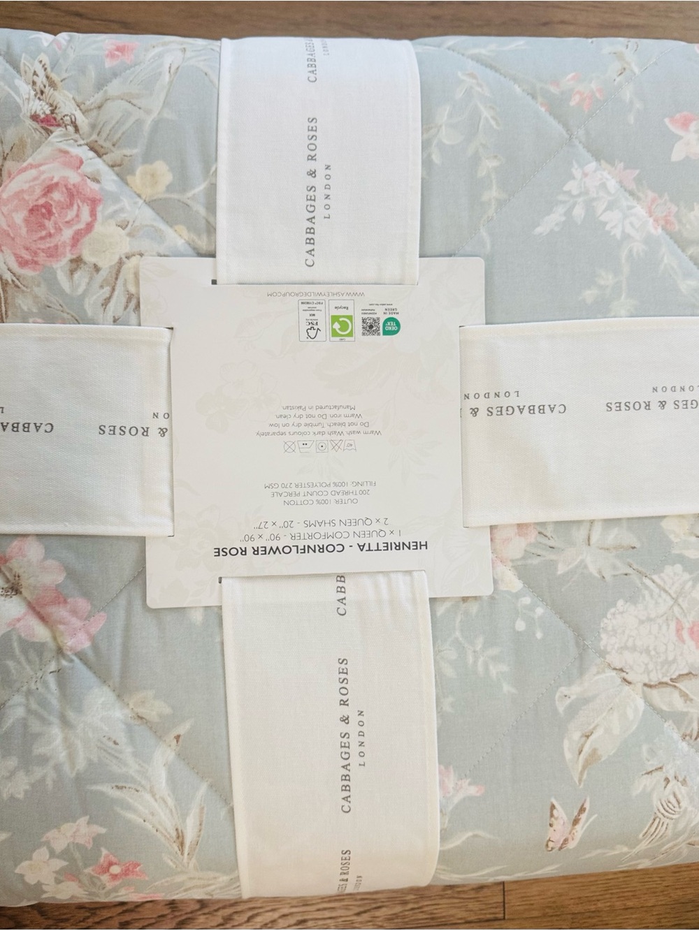 Cabbages & Roses Blue Floral Comforter Set - Picture 9 of 9